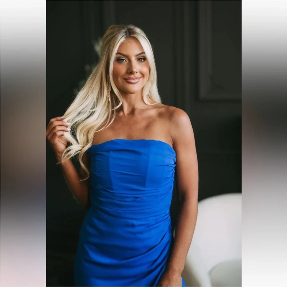 Strapless Blue Midi Dress - Picture 6 of 6